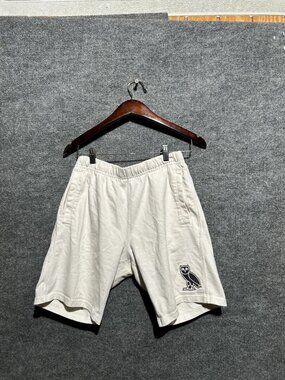 October's Very Own Sweat Shorts Mens Medium White Fleece Owl Logo Streetwear